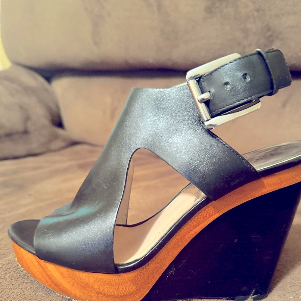 Michael Kors Black Leather Wedges
